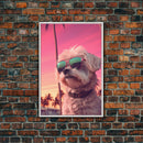 Shih Tzu Wall Print, Dog Wall Art, Dog Sunglasses, Palm Trees, Sunset, Funny Art, Framed Wall Art, Framed Canvas, Wall Print, Wall Canvas