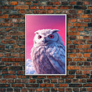 Owl Wall Print, Animal Art Print, Wildlife Bird Art, Animal Portrait, Pink Art, Framed Wall Art, Framed Canvas, Wall Print, Wall Canvas