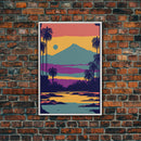 Retro Pop Art Landscape, Surrealist / Psychedelic Art, Framed Canvas Print, Nature Art, Desert Painting, Southwest Decor