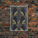 Midcentury Modern Wall art - Framed Canvas Print - Art Deco - Blue colors - Stained glass art - Patterns art - Mosaic art - Living room art