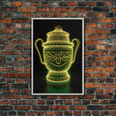 3D Trophy Wall Decor, Yellow Art Print, Glowing Art, Minimalist Print, Wall Decor, Canvas Print, Wall Art, Framed Canvas