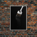 Dripping Paint Brush Wall Art, Black Paint, Brush Wall Decor, Minimalist Print. Wall Decor, Canvas Art, Wall Art, Framed Canvas Wall Decor