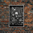 Collection of Trinkets Wall Art, Weird Wall Art, Black And White, Minimalist Print, Wall Decor, Canvas Print, Wall Art, Framed Canvas