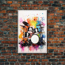 Drum Art, Gift For Drummer, Framed Canvas Print, Studio Art, Music Studio Decor, Drum Set