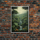 Jungle Wall Art, Waterfalls Art, Nature Wall Art, Trees Art Print, Canvas Print, Wall Art, Vertical Art, Lake House Wall Art, Indie Room Art