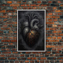 The Dark Heart, Macabre Decor, Halloween Poster Art / Framed Canvas Print, Goth Decor, Goth Art, Black Heart