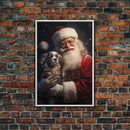 Santa Claus And His Cavalier King Charles, Christmas Wall Art, Dog Gift, Christmas Dog, Winter Wall Art, Santa Decor, Santa Art Print