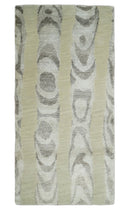 2x4  Modern Beige and Gray Wool and Silk Hand Knotted Rug