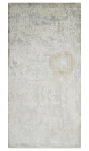 2x4 Modern Abstract Ivory and Gray Hand Knotted Art Silk Wool Rug