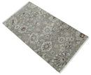 2x4 Gray and Brown Wool Hand Knotted traditional Vintage Antique Rug