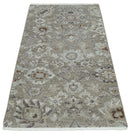 2x4 Gray and Brown Wool Hand Knotted traditional Vintage Antique Rug