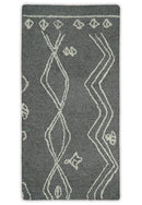 2x4 Gray and White Tribal Hand Tufted Textured Loop Area Rug