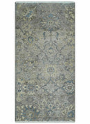 2x4 Gray, Beige and Blue Wool Hand Knotted traditional Vintage Antique Rug