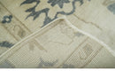 2x4 Hand Knotted Beige and Gray Traditional Oushak Wool Rug