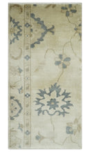 2x4 Hand Knotted Beige and Gray Traditional Oushak Wool Rug
