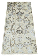 2x4 Hand Knotted Beige And silver Traditional Persian Oushak Wool Rug