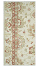 2x4 Hand Knotted Beige and Rust Traditional Oushak Wool Rug