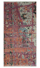 2x4 Hand Knotted Modern Abstract Rust And Purple Wool Rug