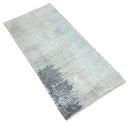 2x4 Modern Abstract Silver Hand Knotted Bamboo Silk Rug