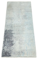 2x4 Modern Abstract Silver Hand Knotted Bamboo Silk Rug