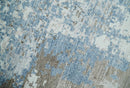 2x4 Modern Abstract Blue and Brown Hand Knotted Art Silk Rug