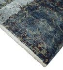 2x4 Modern Abstract Gray and Silver Hand Knotted Wool Rug