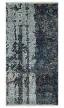 2x4 Modern Abstract Gray and Silver Hand Knotted Wool Rug
