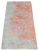 2x4 Modern Abstract Peach and Gray Bamboo Silk Hand Knotted Rug
