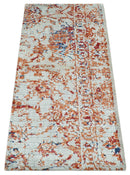 2x4 Modern Abstract Rust and Ivory Hand Loom Art Silk Rug