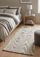 2x4  Modern Beige and Gray Wool and Silk Hand Knotted Rug