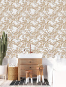Fashionable Beige Flowers Wallpaper Chic
