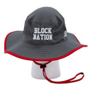 SALE | Block Nation Bucket Hat With Strings | Grey/Red | One Size Fits Most | Volleyball Hat| Screen Machine