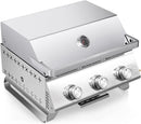 3-Burner Tabletop Portable Propane Gas Grill with Detachable Griddle,24,000 BTU Compact Outdoor BBQ TG0130K