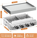 3 Burners Portable Propane Griddle，25 inch Stainless Steel Gas Grill，24,000 BTU Table Top Grill TG0130C