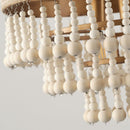 3-Light Bohemian Farmhouse White Wood Bead Drum Chandelier