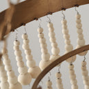 3-Light Bohemian Farmhouse White Wood Bead Drum Chandelier