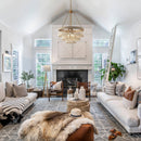 3-Light Bohemian Farmhouse White Wood Bead Drum Chandelier