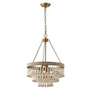 3-Light Bohemian Farmhouse White Wood Bead Drum Chandelier