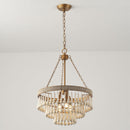 3-Light Bohemian Farmhouse White Wood Bead Drum Chandelier