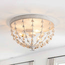 3-Light Industrial Iron Flush Mount Caged Light