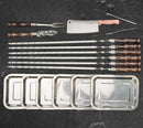 “Wild Boar" Camping Accessories BBQ Skewers Set  in a Wooden Case, 37 items