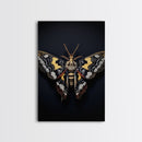 Framed Death Head Moth Canvas Print, Acherontia, Taxidermy Art, Dried Butterfly Print, Bug Wall Art Hanging Decor, Goth Art, Halloween Art