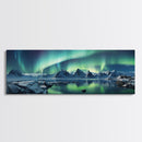 Northern Lights, Aurora Borealis, Framed Canvas Print, Beautiful Alaskan Winter Landscape Painting, Moody Art, Unique Wall Art