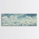 Panoramic Framed Canvas Wall Art Set Pastel Cloud Blue Sky Nature Landscape Prints Minimalist Modern Art Nature Wall Decor Framed Canvas