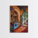 Rustic Spanish Style Kitchen Framed Canvas Print Colorful Tile Art Best Gift Idea Above Sofa Bright Home Decor Seasonal Wall Art