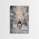 Cowboy by Window with Coffee Framed Canvas Print - Cozy Christmas Wall Art 2024 Rustic Holiday Decor and Gift Idea