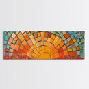 Wood Framed Mid Century Modern Wall Art - Sunset Mosaic Tiles Print - Horizontal Modern Wall Art - Panoramic Above Bed Decor - Boho Wall Art