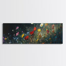 Wildflowers At Midnight Framed Canvas Print, Moody Decor, Boho Minimalist Wall Art, Modern Art, Floral or Botanical Wall Art