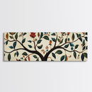Wabi Sabi Inspired Botanical Print, Panoramic Canvas Art, Boho Style Textile Wall Art Print, Above Bed Or Sofa, Guest Room Decor