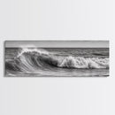 Subdued Black and White Ocean Photography Style Print, Panoramic Wall Art, Wood Framed Canvas Art, Seascapes, Nautical Decor